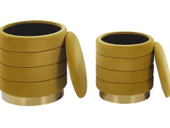 Conjunto De 2 Tamboretes Com Arrumação Amarelo Garland