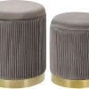 Conjunto De 2 Tamboretes Cinzentos Com Arrumação Miramar