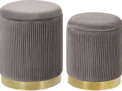 Conjunto De 2 Tamboretes Cinzentos Com Arrumação Miramar