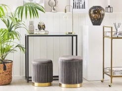 Conjunto De 2 Tamboretes Cinzentos Com Arrumação Miramar