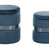 Conjunto De 2 Tamboretes Em Veludo Azul Doris