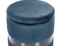 Conjunto De 2 Tamboretes Em Veludo Azul Doris