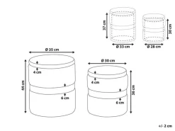 Conjunto De 2 Tamboretes Em Veludo Cinzento Doris
