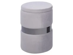 Conjunto De 2 Tamboretes Em Veludo Cinzento Doris