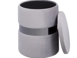 Conjunto De 2 Tamboretes Em Veludo Cinzento Doris