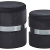 Conjunto De 2 Tamboretes Em Veludo Preto Doris