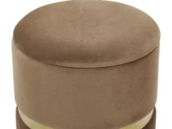 Conjunto De 2 Tamboretes Em Veludo Castanho Wichita