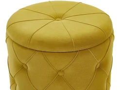 Conjunto De 2 Tamboretes Em Veludo Amarelo Mostarda Pueblo