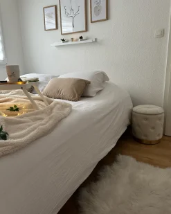 Conjunto De 2 Tamboretes Em Veludo Brancos Pueblo