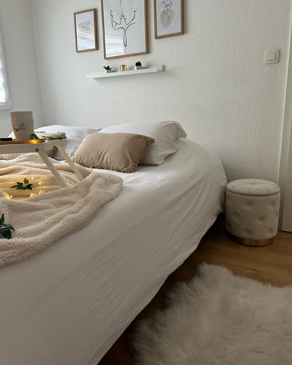 Conjunto De 2 Tamboretes Em Veludo Brancos Pueblo