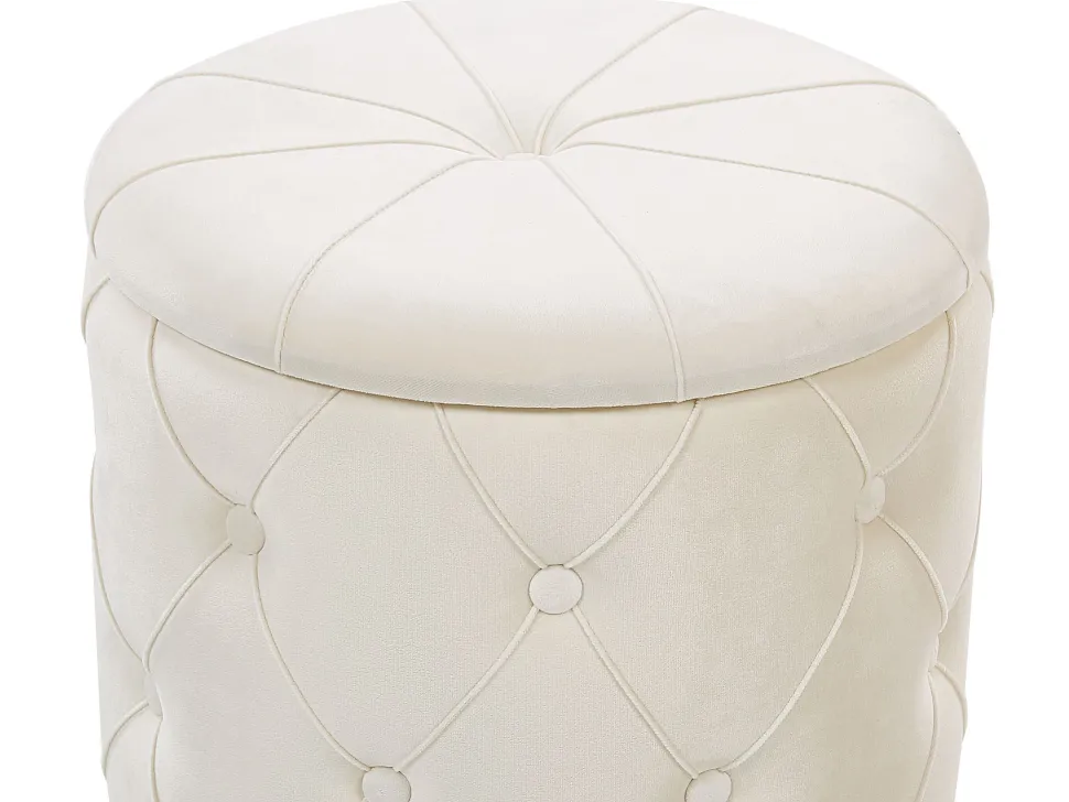 Conjunto De 2 Tamboretes Em Veludo Brancos Pueblo