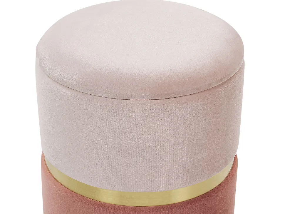 Conjunto De 2 Tamboretes Em Veludo Rosa Wichita