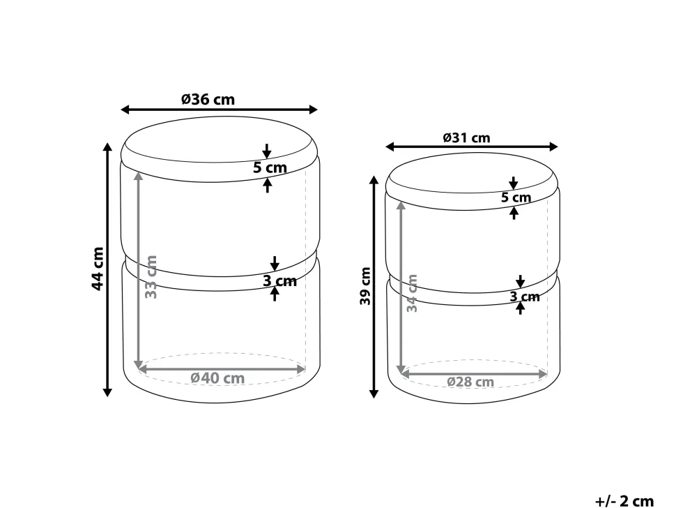 Conjunto De 2 Tamboretes Em Veludo Rosa Wichita