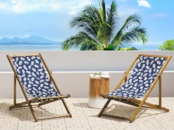 Conjunto De 2 Tecidos Azul Marinho Com Flores Para Espreguicadeiras Anzio/Avellino