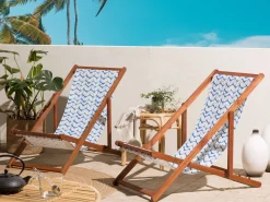 Conjunto De 2 Tecidos Com Linhas Azuis Para Espreguicadeiras Anzio / Avellino