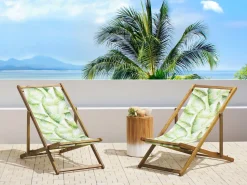 Conjunto De 2 Tecidos Com Folhas Verdes Para Espreguicadeiras Anzio/Avellino