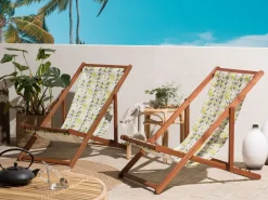 Conjunto De 2 Tecidos Em Amarelo E Cinzento Para Espreguicadeiras Anzio / Avellino