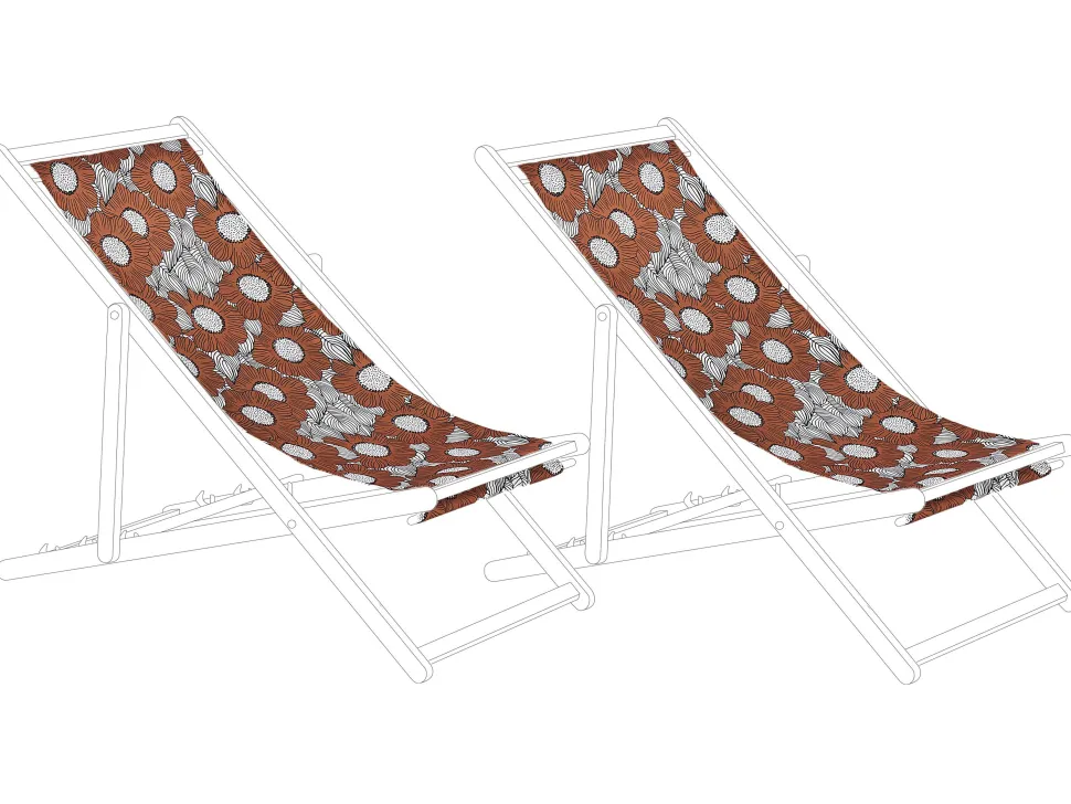 Conjunto De 2 Tecidos Multicolor Com Papoilas Para Espreguicadeiras Anzio/Avellino