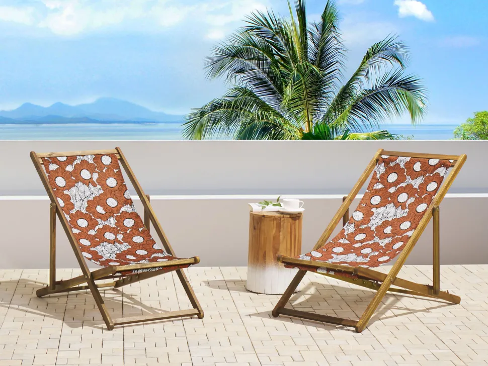 Conjunto De 2 Tecidos Multicolor Com Papoilas Para Espreguicadeiras Anzio/Avellino