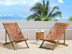 Conjunto De 2 Tecidos Vermelho Com Flores Para Espreguicadeiras Anzio/Avellino