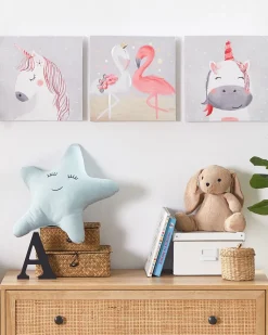 Conjunto De 3 Telas Com Impressoes Em Rosa E Cinzento 30 X 30 Cm Timia