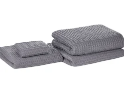 Conjunto De 4 Toalhas De Algodao Cinzentas Areora