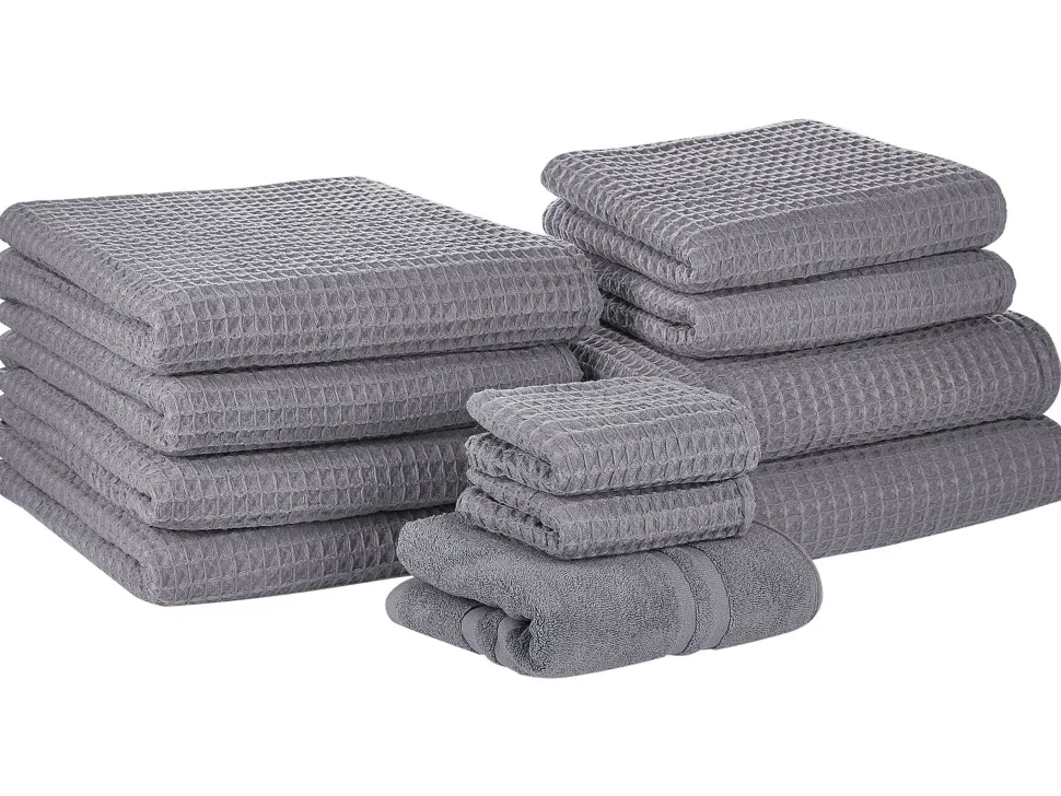 Conjunto De 11 Toalhas De Algodao Cinzentas Areora