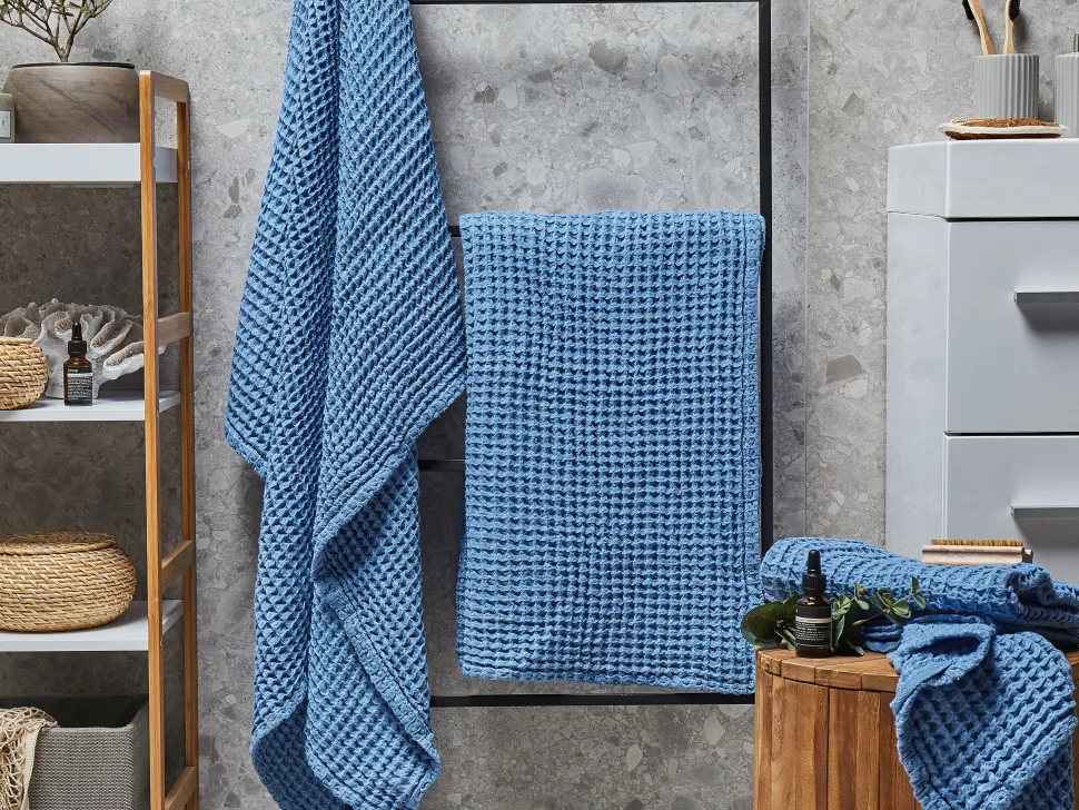 Conjunto De 4 Toalhas De Algodao Azuis Areora