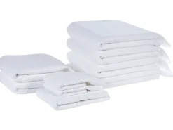 Conjunto De 9 Toalhas Em Algodao Branco Atiu