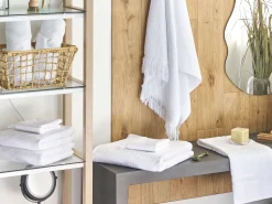 Conjunto De 9 Toalhas Em Algodao Branco Atiu