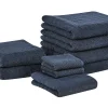 Conjunto De 9 Toalhas Em Algodao Azul Escuro Mitiaro