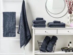 Conjunto De 9 Toalhas Em Algodao Azul Escuro Mitiaro