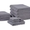 Conjunto De 9 Toalhas Em Algodao Cinzento Atiu