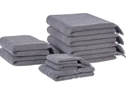 Conjunto De 9 Toalhas Em Algodao Cinzento Atiu
