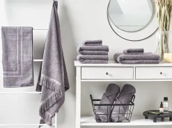 Conjunto De 9 Toalhas Em Algodao Cinzento Atiu