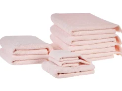 Conjunto De 9 Toalhas Em Algodao Rosa Pastel Atiu