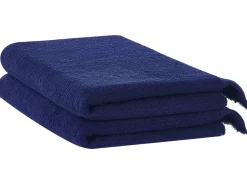 Conjunto De 2 Toalhas Em Algodao Azul Marinho Atiu