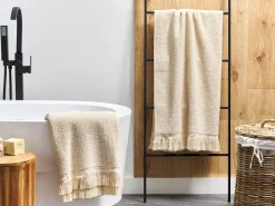 Conjunto De 2 Toalhas Em Algodao Creme Atiu