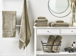 Conjunto De 9 Toalhas Em Algodao Verde Azeitona Mitiaro