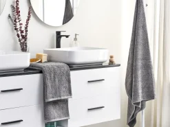 Conjunto De 2 Toalhas Em Algodao Cinzento Mitiaro