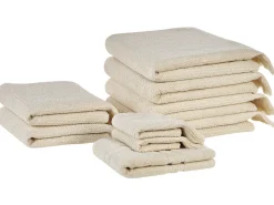 Conjunto De 9 Toalhas Em Algodao Creme Atiu