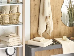 Conjunto De 9 Toalhas Em Algodao Creme Atiu