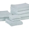 Conjunto De 9 Toalhas Em Algodao Verde Menta Mitiaro