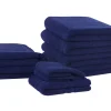 Conjunto De 9 Toalhas Em Algodao Azul Marinho Atiu
