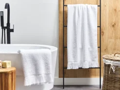 Conjunto De 2 Toalhas Em Algodao Branco Atiu