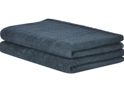 Conjunto De 2 Toalhas Em Algodao Azul Escuro Mitiaro