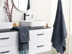 Conjunto De 2 Toalhas Em Algodao Azul Escuro Mitiaro