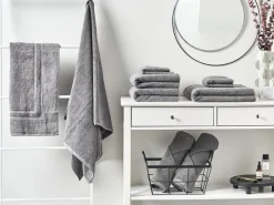 Conjunto De 9 Toalhas Em Algodao Cinzento Mitiaro