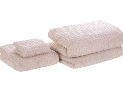 Conjunto De 4 Toalhas Rosa De Algodao Atai