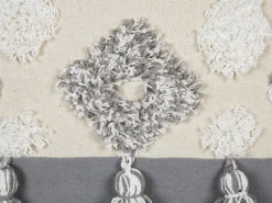 Conjunto De Almofadas Decorativas Tufadas Em Algodao Creme E Cinzento 45 X 45 Cm Alocasia